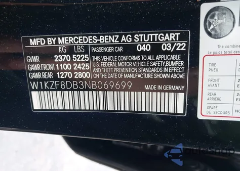 2022 Mercedes-Benz E 350 from USA, damaged, VIN W1KZF8DB3NB069699